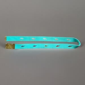Pink Dolphin Duck Canvas Teal Colorful Embroidered Speed Boats Adjustable Belt
